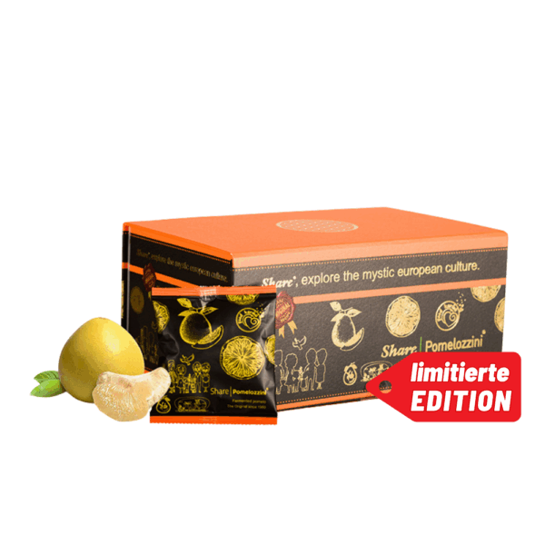 Limitierte SharePomelozzini®-Pralinen Box 170g fermentierte Pomelofrucht