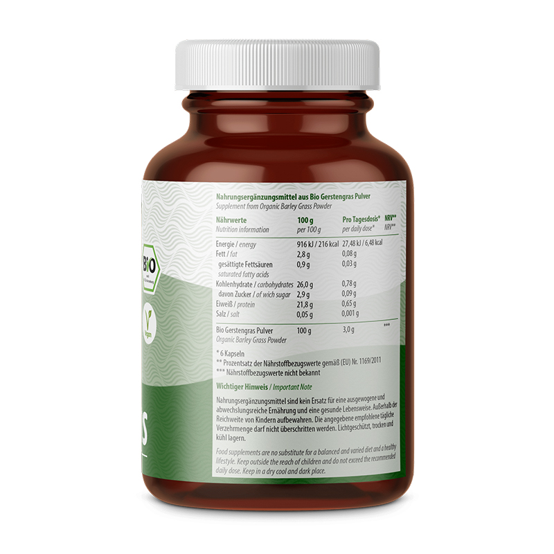 vom Achterhof BIO Gerstengras Kapseln 180 Kapseln - Image 2