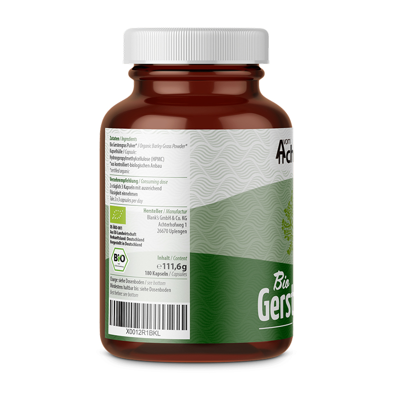 vom Achterhof BIO Gerstengras Kapseln 180 Kapseln - Image 3