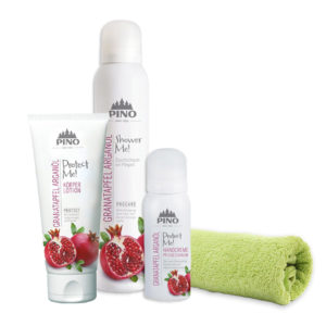 Pino Relax Granatapfel 3-teiliges Set mit Gästehandtuch