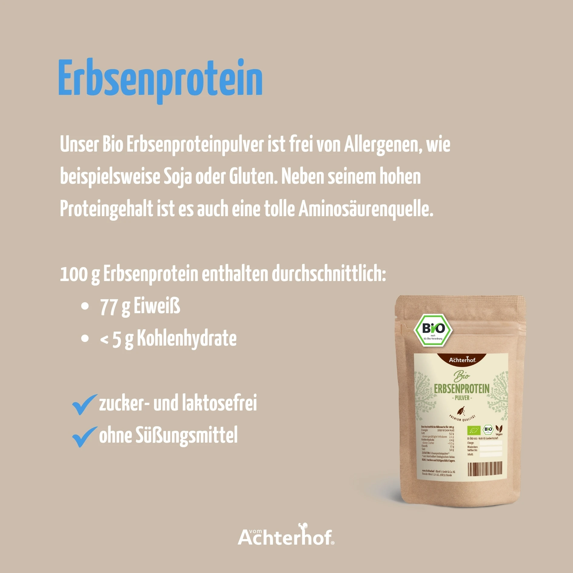 vom Achterhof BIO Erbsenprotein 250g - Image 5