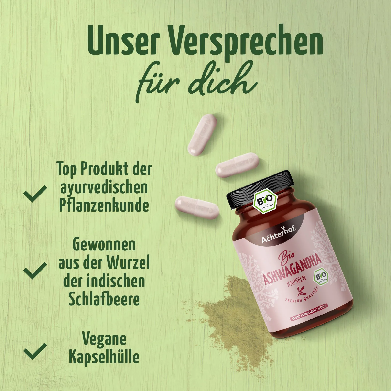 vom Achterhof BIO Ashwagandha Kapseln 150 Kapseln - Image 8