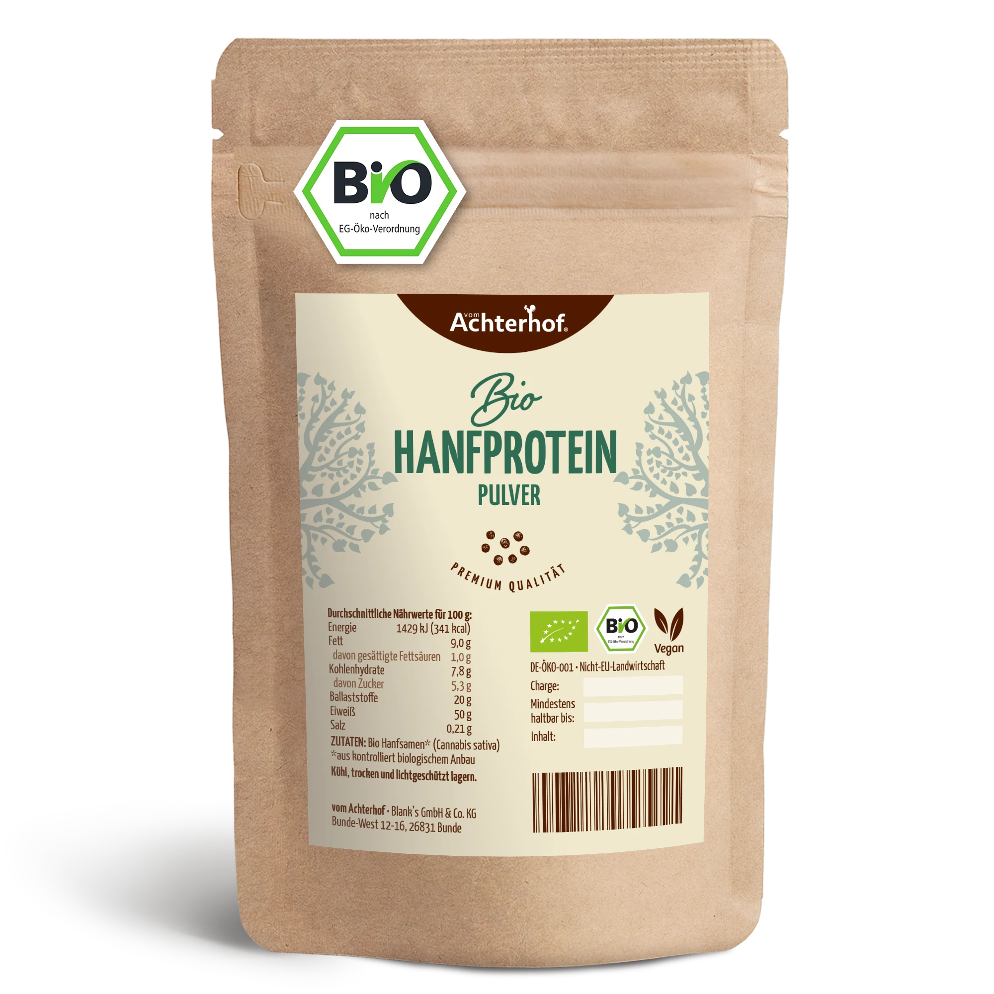 vom Achterhof BIO Hanfprotein 250g - Image 3