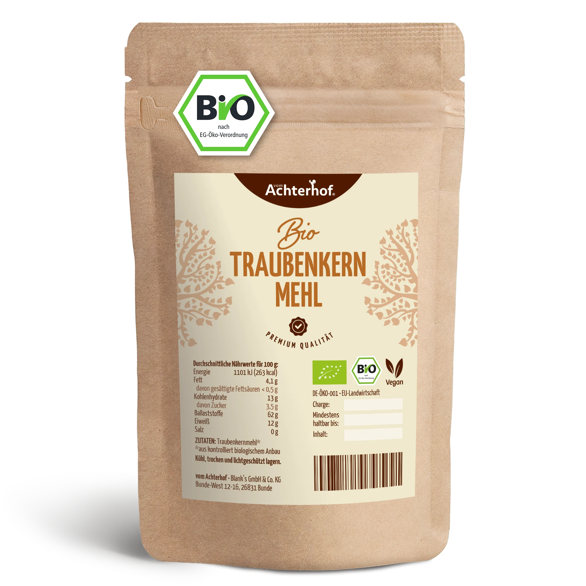 vom Achterhof BIO Traubenkernmehl 500g - Image 2