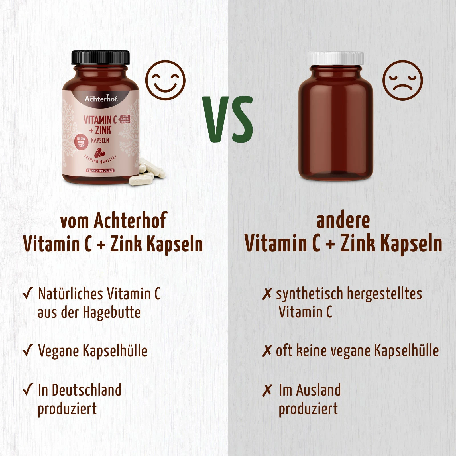 vom Achterhof Vitamin C und Zink Kapseln 120 Kapseln - Image 4